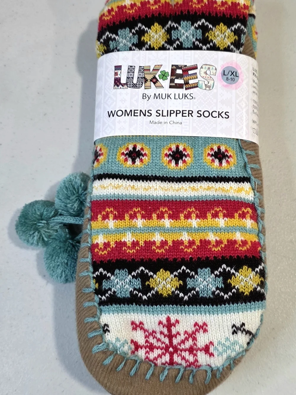 LUK-KEES Muk Luks Women's L/XL (8-10) Multicolor Slipper Socks NEW